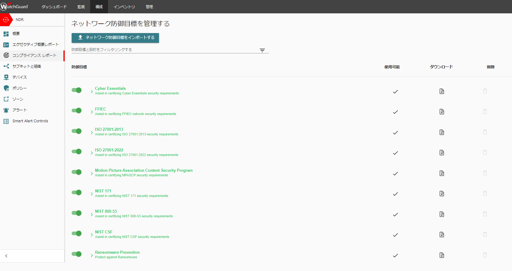 ThreatSync+NDR管理画面